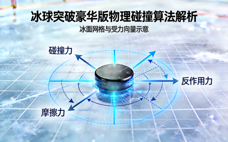 冰球突破豪华版物理碰撞算法解析配图，冰面网格与受力向量示意